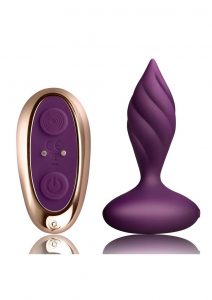 Desire Rechargeable Silicone Anal Plug with Remote Control - Purple/Rose Gold