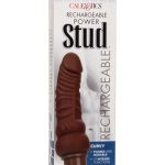 Rechargeable Power Stud Curvy Silicone Vibrating Dong - Chocolate