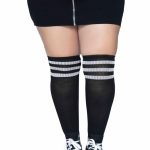 Leg Avenue Over The Knee Athletic Socks - 1X/2X - Black/White