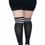 Leg Avenue Over The Knee Athletic Socks - 1X/2X - Black/White