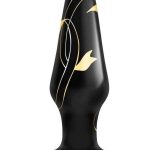 Secret Kisses Handblown Glass Plug 4in - Black/Gold