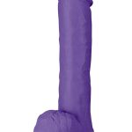 Au Naturel Bold Big John Dildo with Suction Cup and Balls 11in - Purple