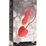 Shegasm Love On Me Rechargeable Silicone Suction Clit Stimulator and Vibrating Egg - Red