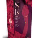 Secret Kisses Rosegasm Lingo Rechargeable Silicone Dual End Vibrator with Clitoral Stimulator - Red