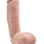 Dr. Skin Plus Thick Posable Dildo with Squeezable Balls 8in - Vanilla