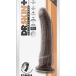 Dr. Skin Plus Posable Dildo with Balls 9in - Chocolate