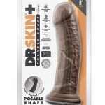 Dr. Skin Plus Thick Posable Dildo with Balls and Suction Cup 8in - Chocolate