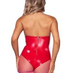 Leg Avenue Vinyl Boned Bodysuit - Small - Red