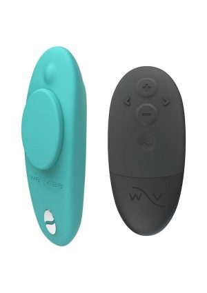 We-Vibe Moxie+ Wearable Rechargeable Silicone Panty Vibe Clitoral Stimulator with Remote - Aqua