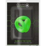 Ouch! Cock Ring and Ball Strap Silicone Glow in the Dark - Green