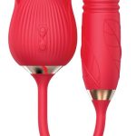 Wild Rose and Thruster Rechargeable Silicone Clitoral Stimulator - Red