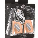 Master Series Entrapment Deluxe Locking Chastity Cage - Silver