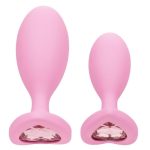 First Time Crystal Booty Duo Silicone Anal Plug (2 Pack) - Pink