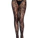 Leg Avenue Seamless Chantilly Floral Lace Tights - O/S - Black