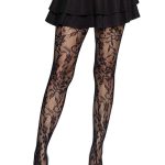 Leg Avenue Seamless Chantilly Floral Lace Tights - O/S - Black