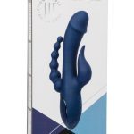 III Triple Orgasm Rechargeable Silicone Stimulating Vibrator - Navy Blue