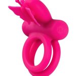 Silicone Rechargeable Dual Butterfly Couples Ring - Pink