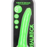 RealRock Slim Glow in the Dark Dildo with Suction Cup 8in - Green