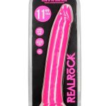 RealRock Slim Glow in the Dark Dildo with Suction Cup 11in - Pink