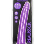 RealRock Slim Glow in the Dark Dildo with Suction Cup 11in - Purple