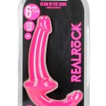 RealRock Strapless Strap-On Glow in the Dark Dildo 6in - Pink