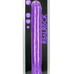 RealRock Double Dong Glow in the Dark Dildo 15in - Purple