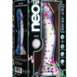 Neo Elite Glow in the Dark Silicone Hanky Panky Dildo 7.5in - Confetti Multicolor