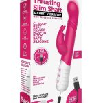 Rabbit Essentials Silicone Rechargeable Slim Shaft Thrusting G-Spot Rabbit Vibrator - Pink