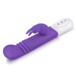 Rabbit Essentials Silicone Rechargeable Slim Shaft Thrusting G-Spot Rabbit Vibrator - Purple