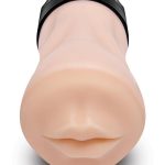 Zolo Gawk Gawk Rechargeable Silicone Vibrating Deep Throat Blowbot Masturbator - Vanilla/Black