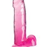 King Cock Clear Dildo with Balls 7in - Pink