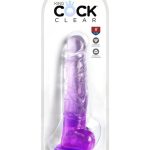 King Cock Clear Dildo with Balls 8in - Purple