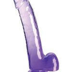 King Cock Clear Dildo with Balls 9in - Purple