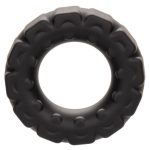 Alpha Liquid Silicone Prolong Tread Cock Ring - Black