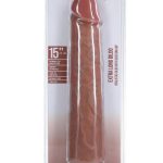 RealRock Ultra Realistic Skin Extra Large Straight Dildo with Suction Cup 15in - Caramel