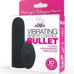 Pink Pussycat Remote Control Rechargeable Bullet - Black