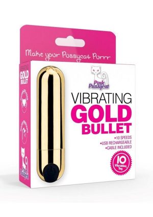 Pink Pussycat Rechargeable Bullet - Gold