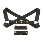 Master Series Rave Harness Elastic Chest Harness with Arm Bands - Small/Medium - Black/Gold