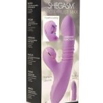 Shegasm Pro-Thrust Max Rechargeable Silicone Thrusting and Pulsing Rabbit - Purple