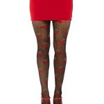 Leg Avenue Spandex Sheer Polka Dot Cherry Tights - O/S - Black