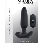 Selopa Black Beauty Rechargeable Silicone Vibrating Plug - Black