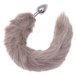 Running Wild Grey Tail Faux Fur Tail and Metallic Anal Plug - Grey