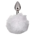 Running Wild Faux Fur Bunny Tail and Metallic Anal Plug - White