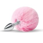 Whipsmart Fluffy Bunny Metal Plug with Tail 2.5in - Pink