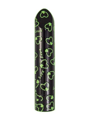 Glow Vibes Sweet Heart Rechargeable Glow-in-The-Dark Bullet - Black/Green