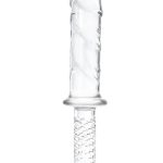 Glas Girthy Glass Cock Double Ended with Handle 11in - Clear