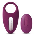 Svakom Winni Silicone Rechargeable Clitoral Stimulator Couple`s Ring with Remote - Purple