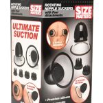 Size Matters 10X Rotating Rechargeable Silicone Nipple Suckers with 4 Attachments - Black/Clear