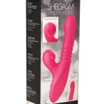 Shegasm Pro-Thrust Thrusting Suction Rechargeable Silicone Rabbit Vibrator - Pink