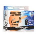 Trinity Men Vibrating Rechargeable Silicone Cock Ring and Anal Stimulator - Black